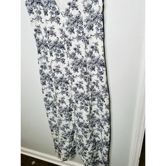 JASON WU White Blue Floral Print Sleeveless Lace Insert Criss Cross Back Dress12 - Picture 6 of 16